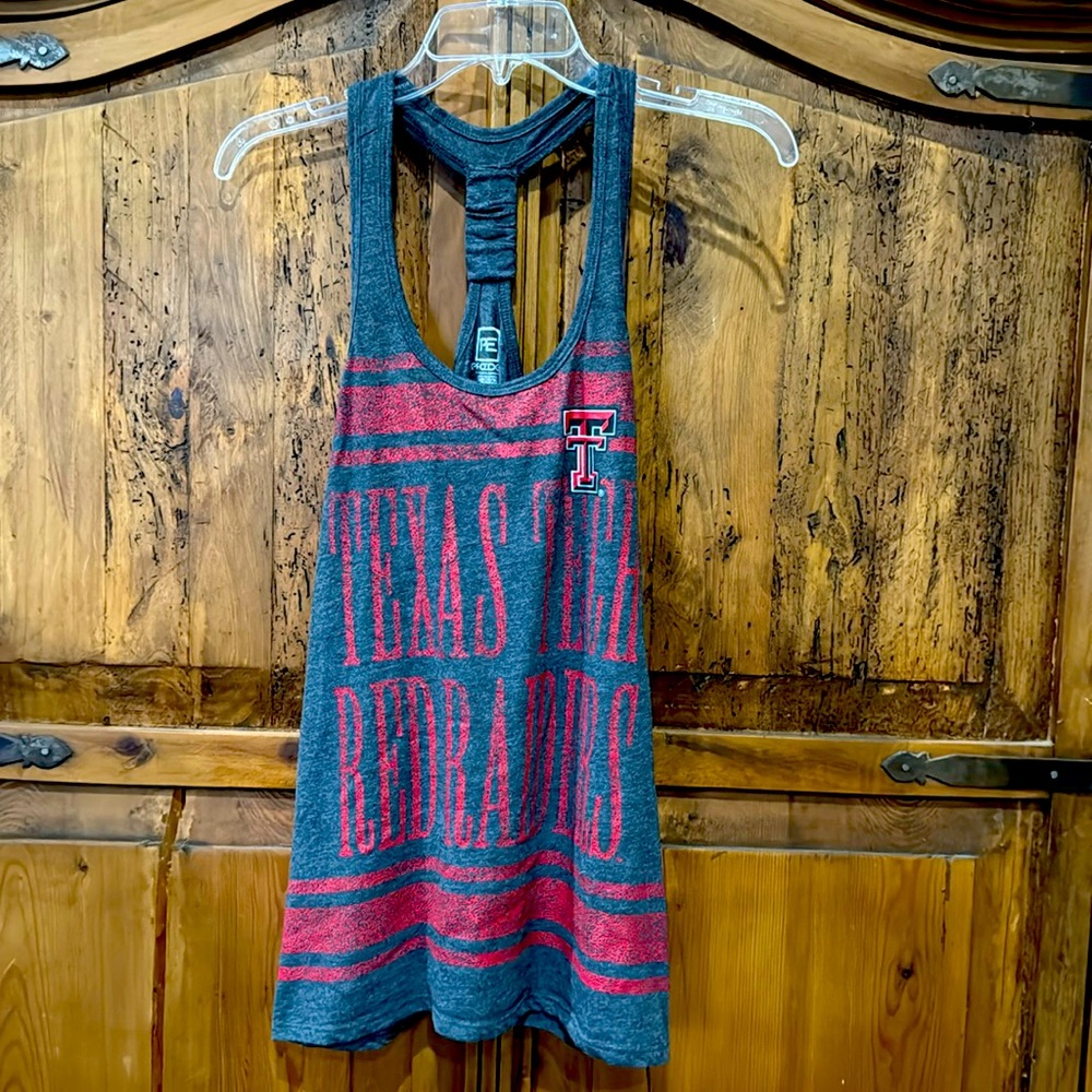 Texas tech gray tank top with cinched back